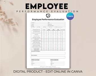 Employee Performance Evaluation, Employee Assessment, Employee Review, Human Resources Form, Career Development, HR Employee Personnel Form