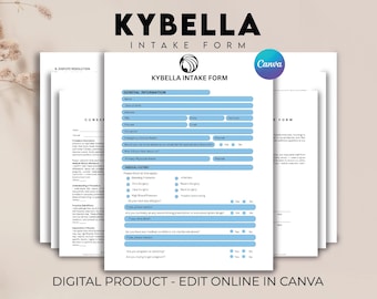 Formulários de consentimento editáveis Kybella, modelo para clínica estética, formulário de consentimento para lipodissolução, formulário para injeções de dissolução de gordura, modelo de fatura