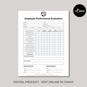 Employee Performance Evaluation, Employee Assessment, Employee Performance Review, Human Resources Form, Performance Review Forms, HR Forms