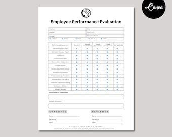 Mitarbeiterleistungsbewertung, Mitarbeiterbeurteilung, Mitarbeiterleistungsüberprüfung, Personalwesen Form, Leistungsbeurteilung Forms, HR Forms