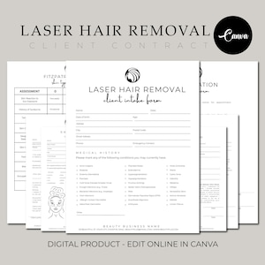 Toestemmingsformulieren laserontharing: intake laserbeharing, Fitzpatrick-schaal, bewerkbare sjablonen, behandelverslag, lasernazorg