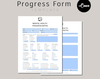 Canva Mental Progress Note Template, Counseling Therapy Note, Therapy Note Template, Mental Health Therapy Note, Mental Health Templates