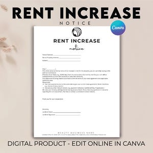 Aviso de aumento de alquiler editable, carta de aumento de alquiler, formulario de aumento de alquiler, aviso de alquiler editable, aviso al inquilino, plantilla de factura