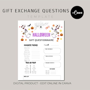 Editable Halloween Gift Exchange Questionnaire, Boo Buddies Questionnaire, Halloween Theme Gift Exchange, Printable You’ve Been Booed form