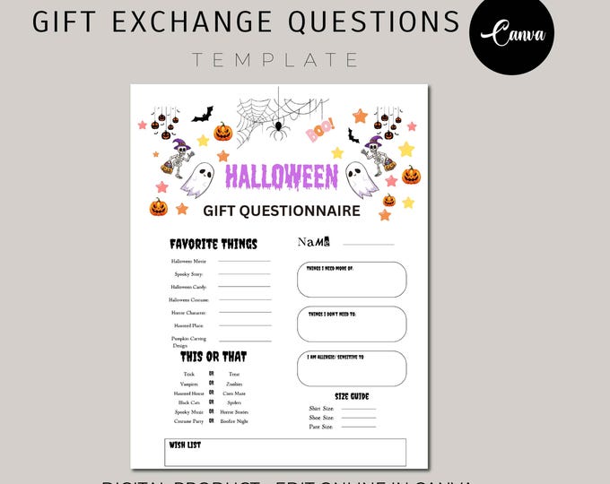 Printable PDF - Fall Friends Questionnaire for Fall Theme Gift Exchange ...