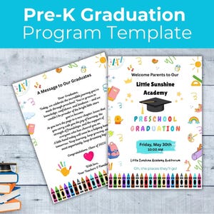 Pre-K Graduation Program Template, Class of 2025 Preschool Graduation Ceremony, Graduation Program for Kindergarten, Editable Template