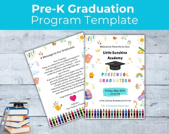 Pre-K Graduation Program Template, Class of 2025 Preschool Graduation Ceremony, Graduation Program for Kindergarten, Editable Template
