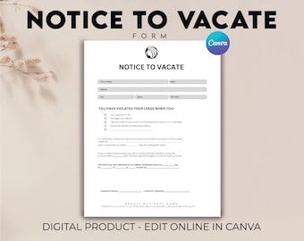 Eviction Notice Template | Printable Notice to Vacate Template | Lease ...