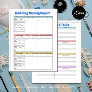 Editable Nurse Brain 4 Patients, Med Surg Nursing Report Sheet, Er Nurse Shift Report, Handoff Report Sheet, ICU Canva, Nurse Report Sheet