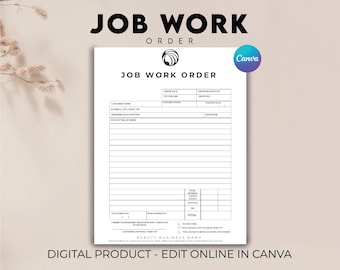 Bearbeitbares Job-Arbeitsauftragsformular, Business-Job-Arbeitsauftrag, Job-Arbeitsauftragsverfolgung, Arbeitsanfrage-Bestellformular, Job-Arbeitsauftragsverfolgung, Jobkarte