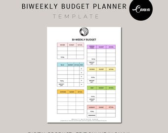 Editable Bi weekly Budget Planner Printable, Canva Bi-weekly Template, Finance Planner, Sheet Binder, A4/Letter, Editable Templates