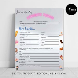 Getting To Know You Editable, Employee Favorite Things Survey, Get to Know My Team Survey, Co worker Questions, All About Me Survey, Canva