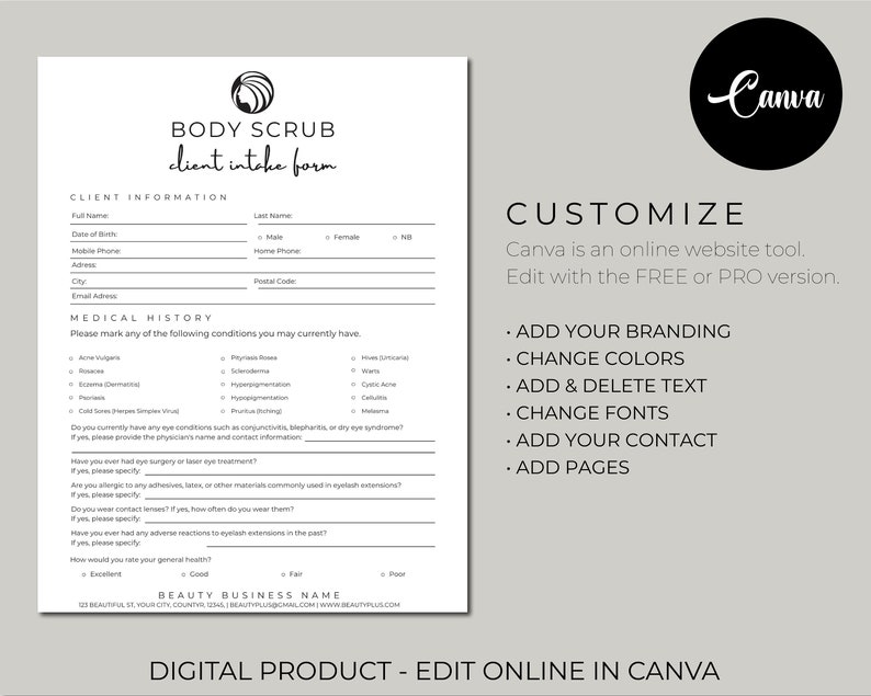 Scrub Form Body Contouring, Body Scrub Consent, Body Scrub Forms, Body Scrub ...