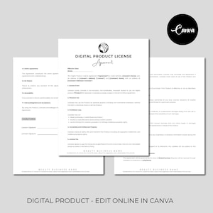 Digital Product License Agreement, Licensing Agreement Template, Licensing Contract Template, Standard License Contract, Licensing Forms