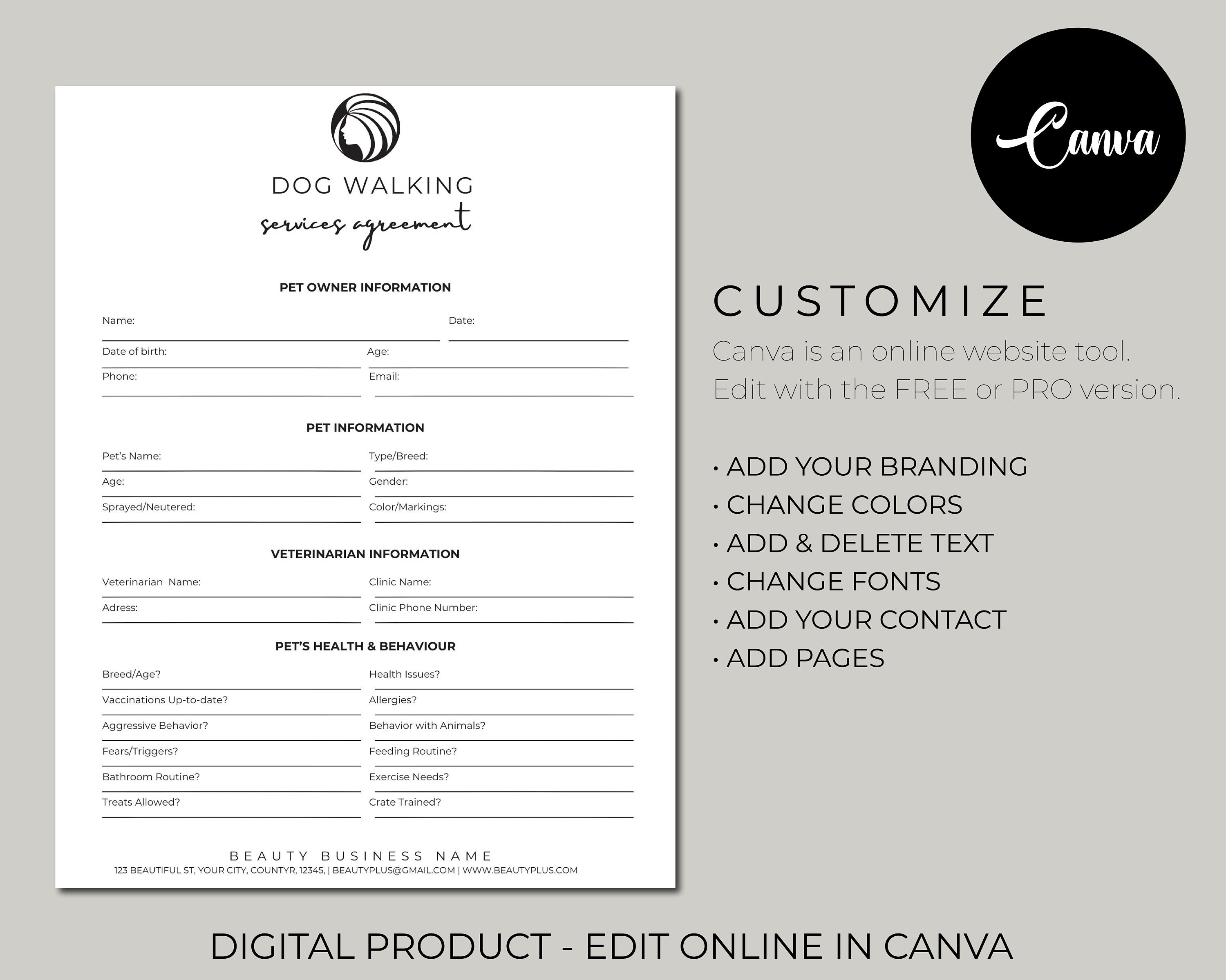Minimalist Dog Walker Invoice