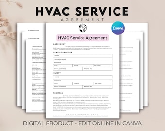 Contrato de servicio de HVAC, mantenimiento de HVAC comercial, contrato de mantenimiento preventivo, plantillas para empresas de HVAC, lista de verificación de mantenimiento de HVAC