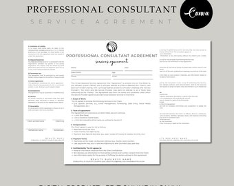 Consulting Contract Agreement Template, Consultancy Invoice, Editable & Printable Consultant Services New Client Intake Form, CANVA Template
