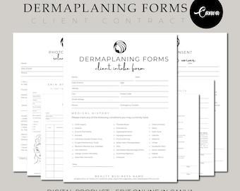 Dermaplaning Forms, Editable Esthetician Templates, Dermaplaning Consent, Facial Consultation, Esthetician SPA Consent Forms Aftercare