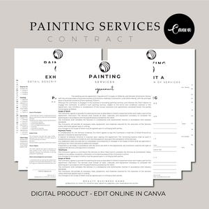 Professional Painting Contract Agreement, Residential Painting Service Contract, CANVA templates, Painting Contractor, Printable Templates