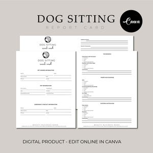 Hundemeldekarte, Haustiermeldekarte, Vorlage für Hundespaziergänge, bearbeitbare Haustier-Kindertagesstätte, Hundesitter-Formulare, Welpenbericht, Canva-Vorlagen
