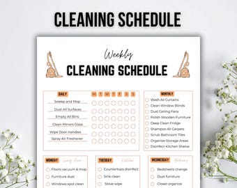 Cleaning Schedule Checklist, ADHD Cleaning Planner, Household Family Kids Chores Chart List, Household Chore Chart, Daily House Planner