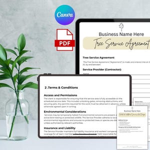 Tree Service Contract Agreement, Tree Service Contract Sample, Tree Removal Agreement, Tree Service Agreement, Tree Trimming Service, Canva