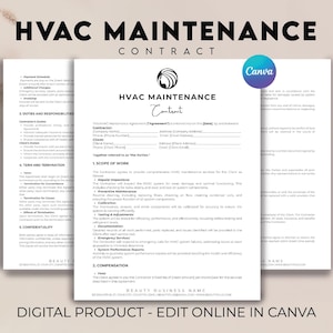 HVAC Contract service agreement bundle, Hvac Forms, Hvac contract, Professional HVAC service, HVAC maintenance Agreements, Invoice Template