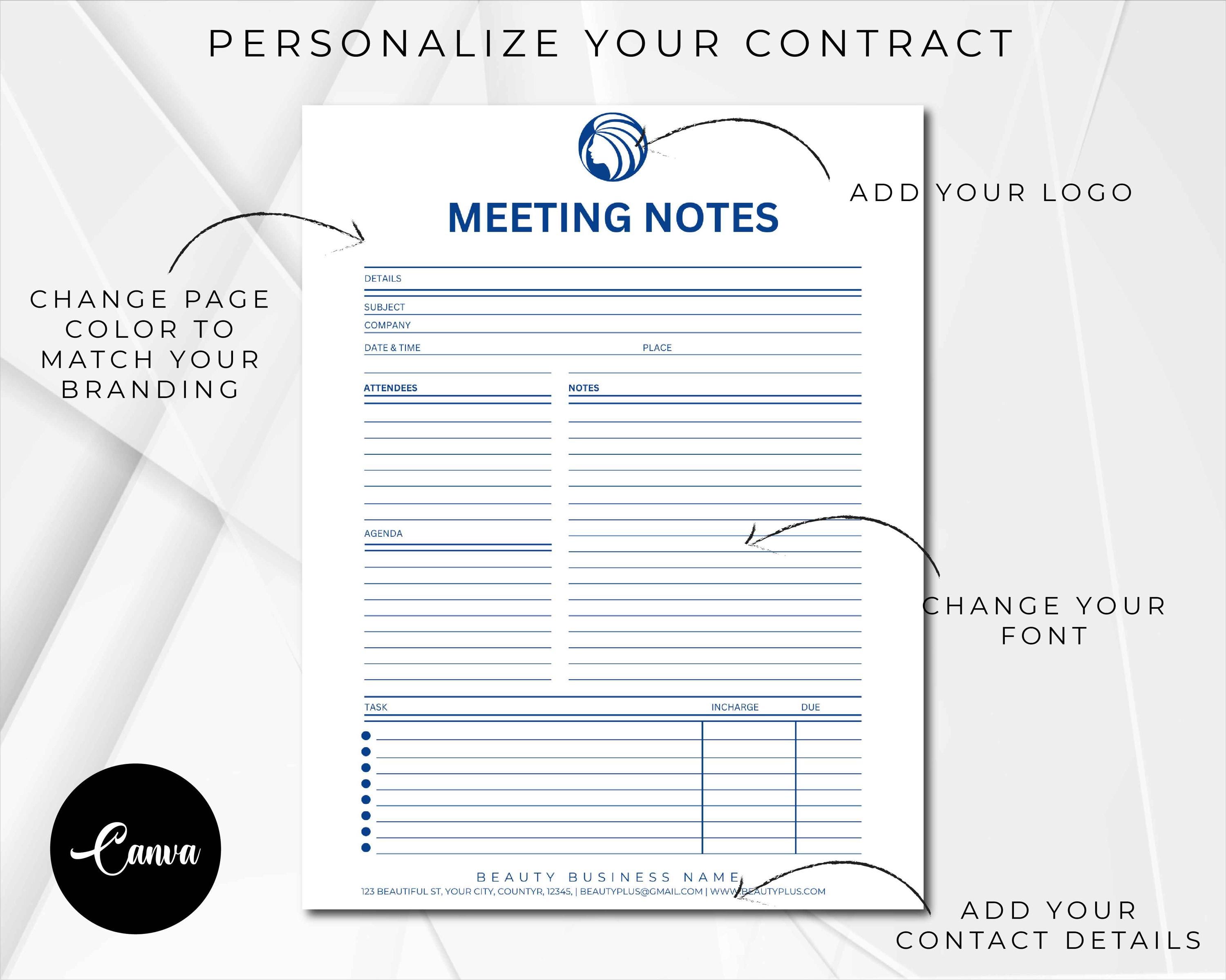 Meeting Minutes Template, Meeting Notes Template, Project Meeting ...