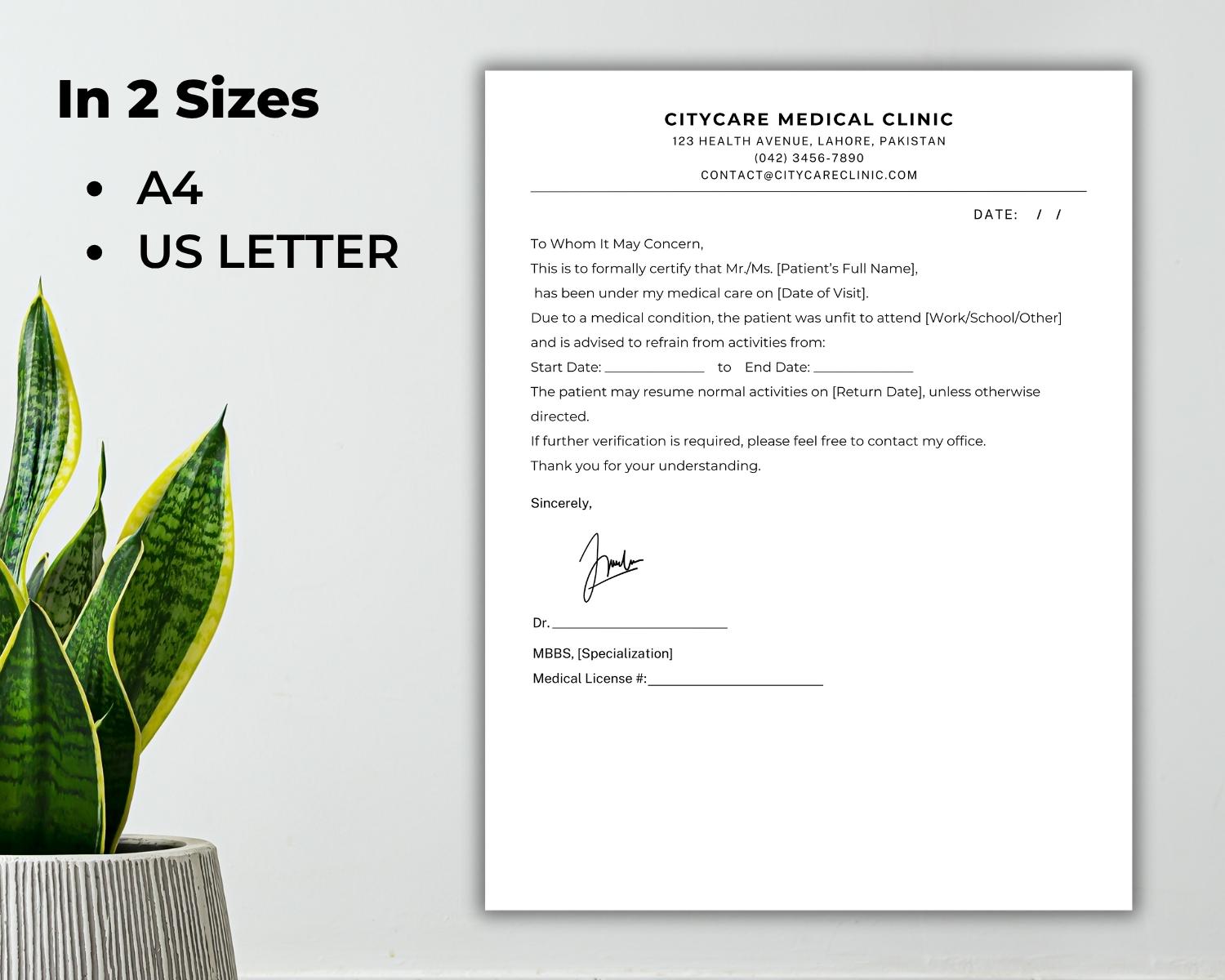 Doctors Note Urgent Care Template, Doctor’s Excuse Note, Fillable