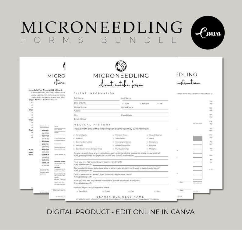 Microneedle Form, Microneedle Consent, Microneedling Aftercare ...