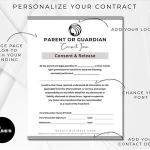 Parental Consent Form, Editable Parental Liability Release Form ...