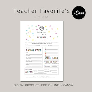 Lista de favoritos de los maestros para imprimir, Algunas de mis cosas favoritas Lista de deseos para maestros, Encuesta para maestros, Regreso a la escuela, Plantilla de cuestionario para maestros