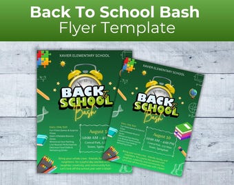 Flyer para festa de volta às aulas, Flyer para festa de volta às aulas, Festa de fim de verão, Olá, escola, Até logo, festa de verão, Flyer com convite pré-fabricado