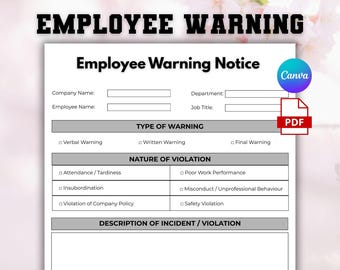 Employee Warning Notice, Employee Write up, Employee Discipline Forms, Write up form warning form, Employee Performance Form, Employee form