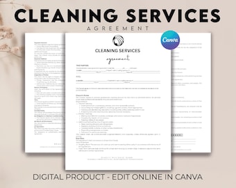 Editable Cleaning Service Agreement, Housekeeper contract,  Cleaning Service Intake Form, Cleaning Business Agreement Forms, Invoice Form