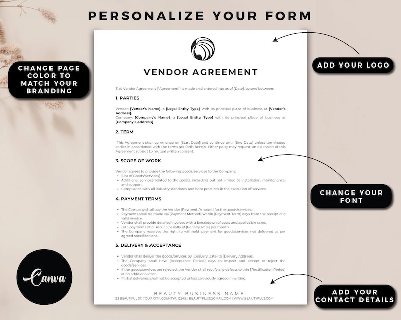Simple Vendor Contract Template, Vendor Agreement Template ...