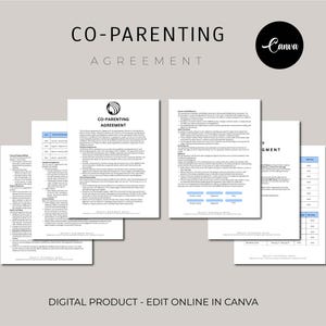 Co-Parenting Agreement Template, Joint Custody Agreement, Custody and Visitation, Printable Shared Parenting Plan, Co Parenting Contract