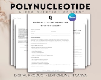 Modèle de formulaire de consentement pour une micro-injection de polynucléotides, Formulaires d'admission pour esthéticienne, Formulaire de consentement pour le visage, Consultation d'un esthéticien, Facture