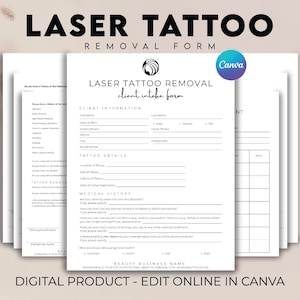 Laser Tattoo Removal Forms, Tattoo Removal Intake Forms, Tattoo Removal Consultation Forms, Tattoo Removal Consent Form, PMU laser removal