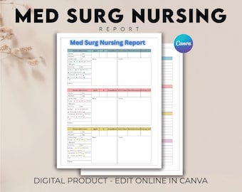 Editable Nurse Report Sheet, Nurse Brain Sheet, 4 Patients, Med Surg Nursing Report Sheet, Patient Reporting Template, Nurses Resources