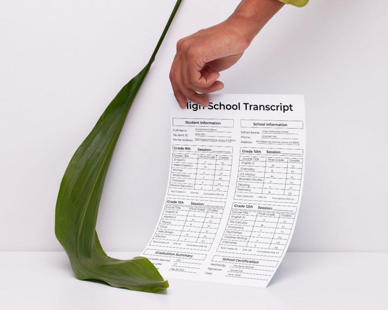 Hand Copy Transcript Homeschool High School Transcript Template, Printable Grade Tracker ...