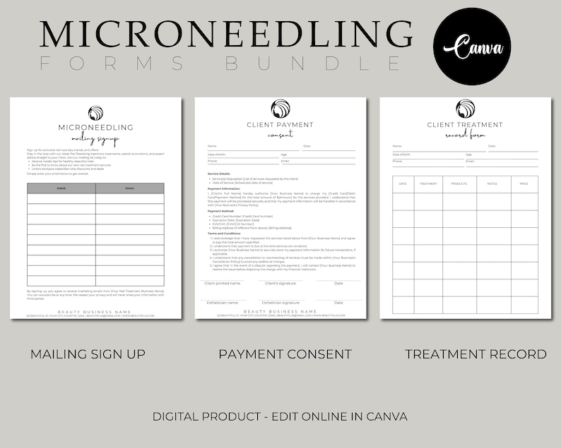 Microneedle Form, Microneedle Consent, Microneedling Aftercare ...