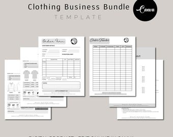 Paquete de ropa editable, formulario de pedido de camisetas, instrucciones de lavado, etiqueta para el cuello, tarjeta de agradecimiento, factura, tarjetas de cuidado, insertos de embalaje