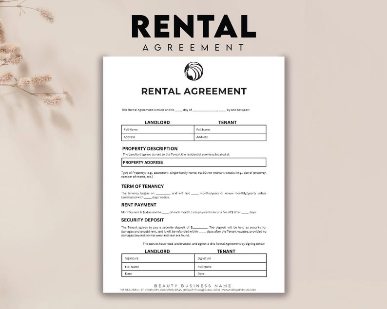 Basic Rental Agreement Template, Simple Rental Agreement Fillable ...