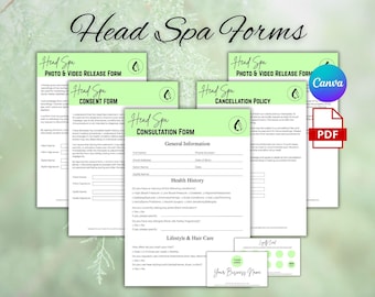 Head Spa Forms, japanische Head Spa-Formulare, Head Spa-Intake-Form, japanische Head Spa-Zustimmungsformulare, Schönheitssalon-Formulare, Spa-Beratungsformular