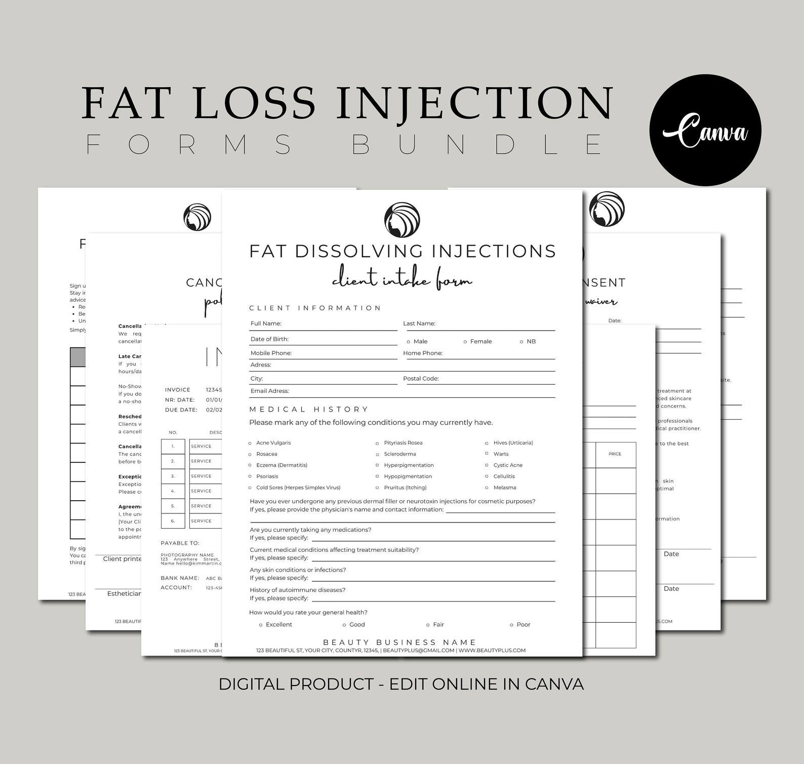 Fat Dissolve Forms, Lemon Bottle Consent, Lemon Bottle Intake ...
