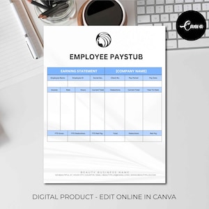 Employee Pay Stub, Employee Payroll, Bi-Weekly Paystub, Editable Pay Stub, Paystub, Check Stub Template, Paycheck Stub, Earnings Statement