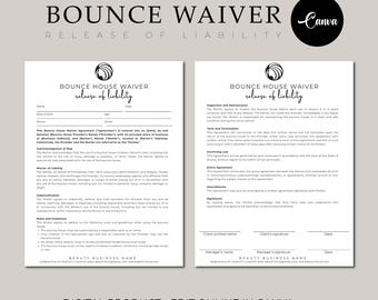 Bounce House Waiver Form Release of Liability Template Editable and ...
