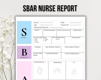 SBAR Nurse Report Sheet, Editable Brain Sheet for New Grad Nurse, Med Surg SBAR Report Sheet for Nursing Student, Rainbow Pastel Colors SBAR