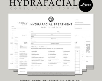 Hydrafacial Consent Form Template, Consent forms, Editable Hydrafacial Client Intake, Esthetician Consent Form, Hydrafacial Aftercare